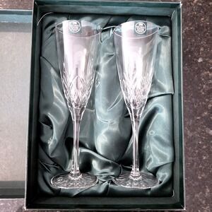 Thomas Webb Champagne Flutes Clear Cut Crystal Set of 2 Boxed NIB